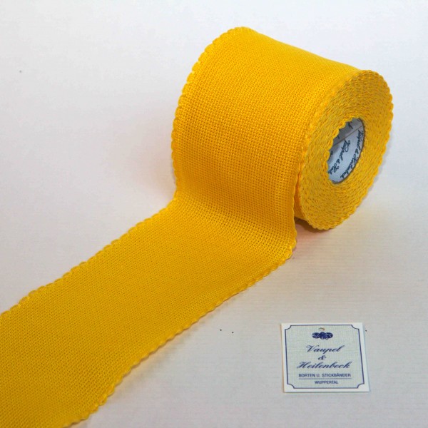 Aida-Stickband 100% BW, 80 mm, Farbe 4, gelb - gelb