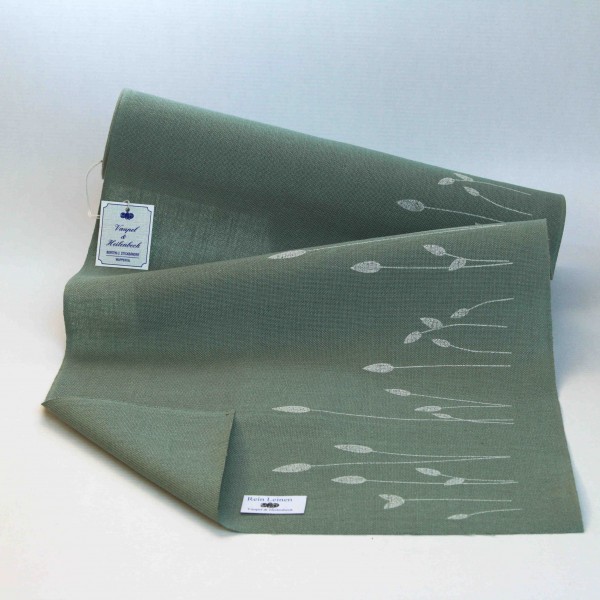Leinenband 340 mm, Druck "Schilf", Farbe 23712, bergseegrün