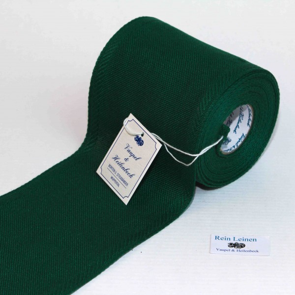 Leinenband 100 mm, 11-fädig, Rand gestreift, Farbe 209, grün - grün