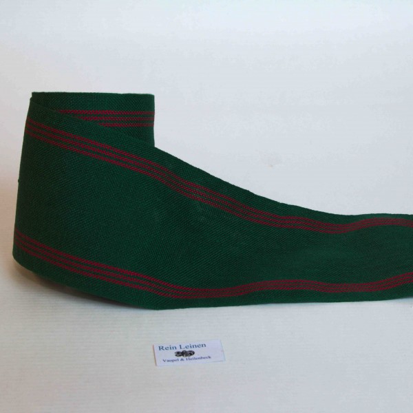 Leinenschlauch  ca. 62 mm, 11-fädig, gestreift, Farbe 208, grün - rot