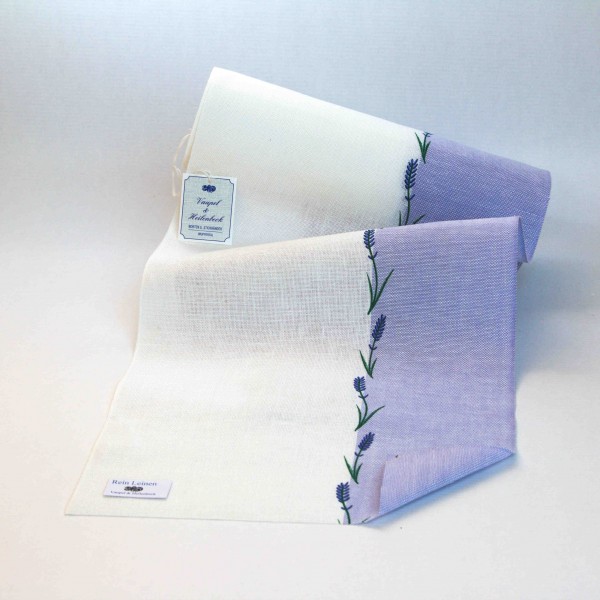 Leinenband 260 mm, Druck "Lavendelranke", Farbe 227900, hell violett - gebleicht