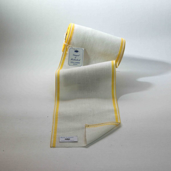 Leinenband 150 mm, 11-fädig, Rand gestreift, Farbe 4, gebleicht - gelb