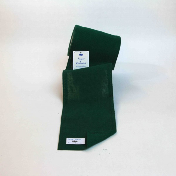 Leinenband 120 mm, 11-fädig, Rand gestreift, Farbe 209, grün - grün