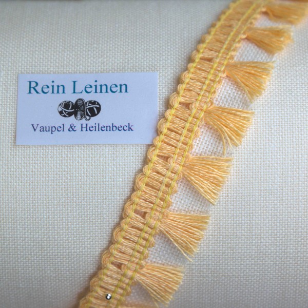 Fransenband aus Leinen, Farbe 232, hell mandarin