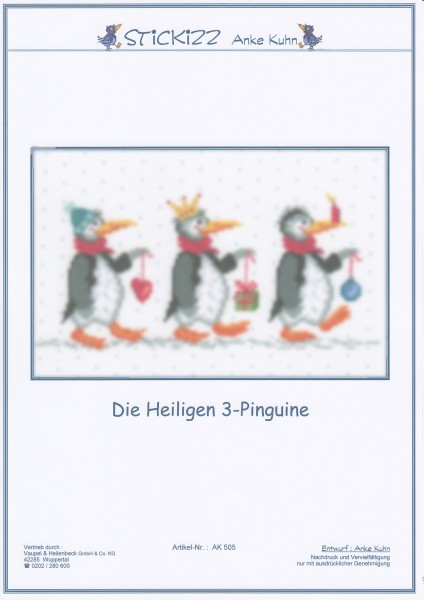 Stickizz Kreuzstich No. AK505 "Die heiligen 3-Pinguine"