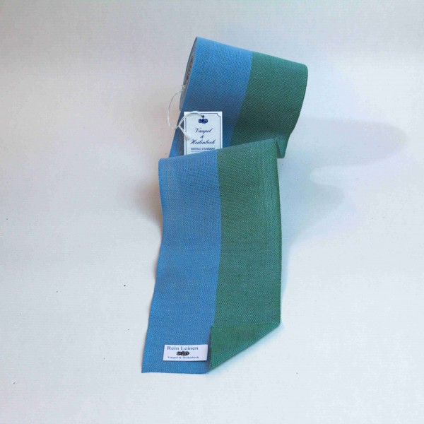 Leinenband 120 mm, 11-fädig, gestreift, Farbe 212, hellblau - bergseegrün