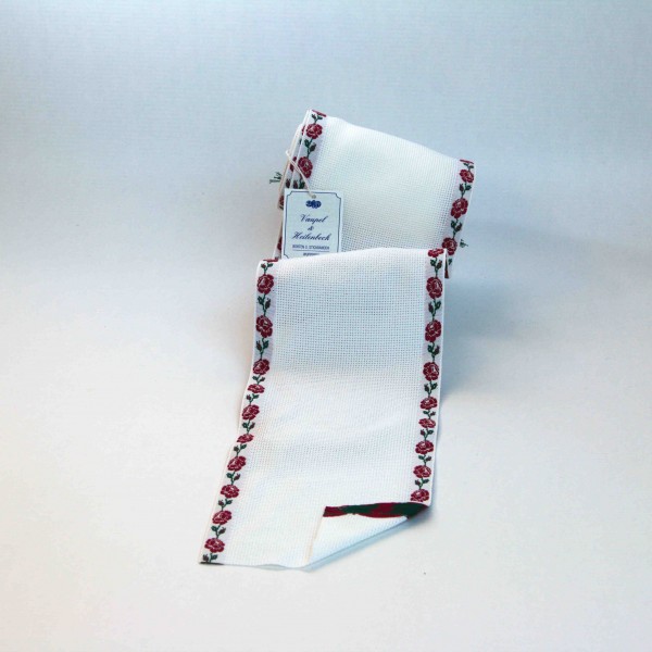 Aida-Stickband 100% BW, 120 mm, Farbe 43, weiß - Rose dunkelrot