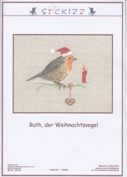 Stickizz Kreuzstich No. AK609 "Ruth, der Weihnachtsvogel"