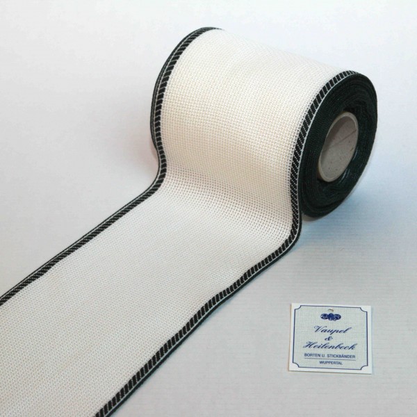 Aida-Stickband 100% BW, 100 mm, Farbe 45, weiß - tannengrün