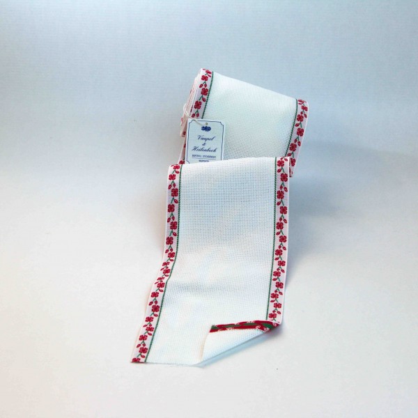 Aida-Stickband 100% BW, 120 mm, Farbe 8, weiß - Kleeblatt rot