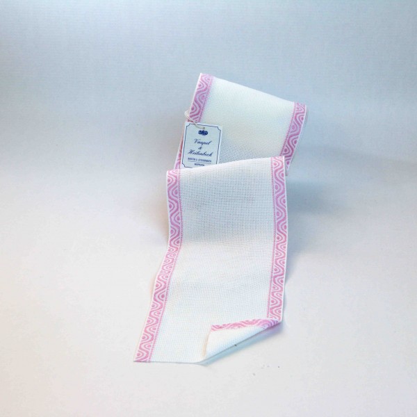 Aida-Stickband 100% BW, 120 mm, Farbe 12, weiß - Welle rosa
