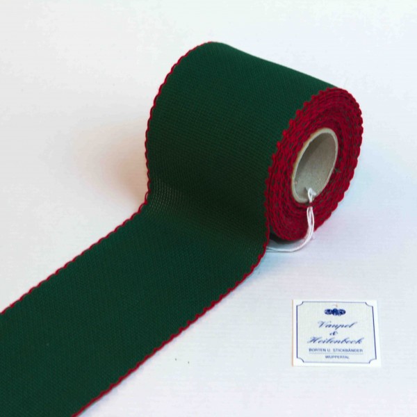 Aida-Stickband 100% BW, 80 mm, Farbe 8, grün - rot