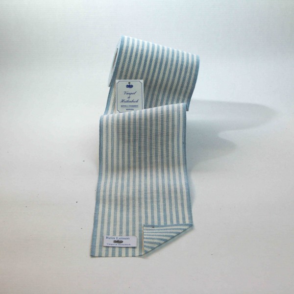 Leinenband 120 mm, 11-fädig, gestreift, Farbe 221, gebleicht - rauchblau