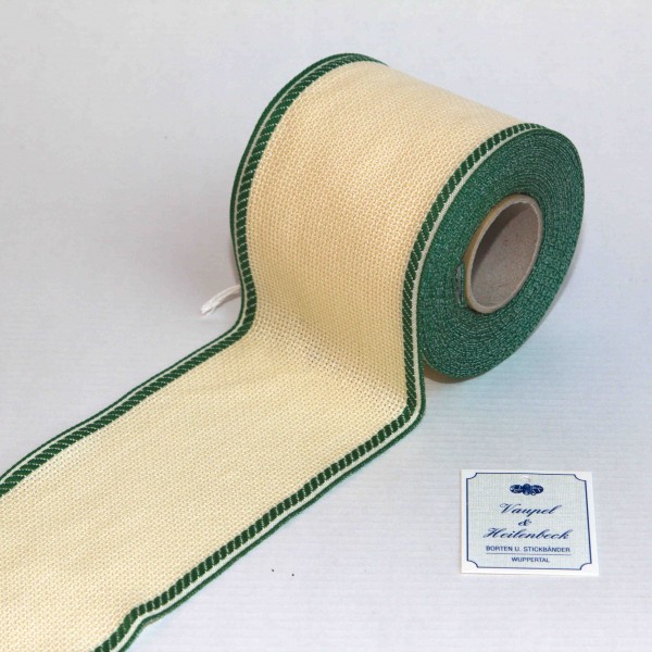 Aida-Stickband 100% BW, 80 mm, Farbe 23, beige - grün