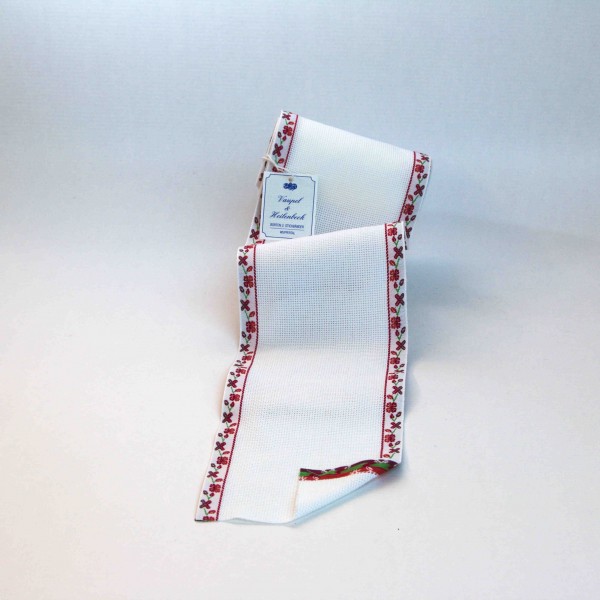 Aida-Stickband 100% BW, 120 mm, Farbe 48, weiß - Kleeblatt bordeaux