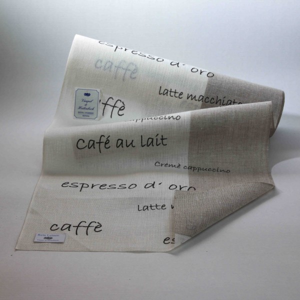 Leinenband 340 mm, Druck "Café", Farbe 1, gebleicht - meliert