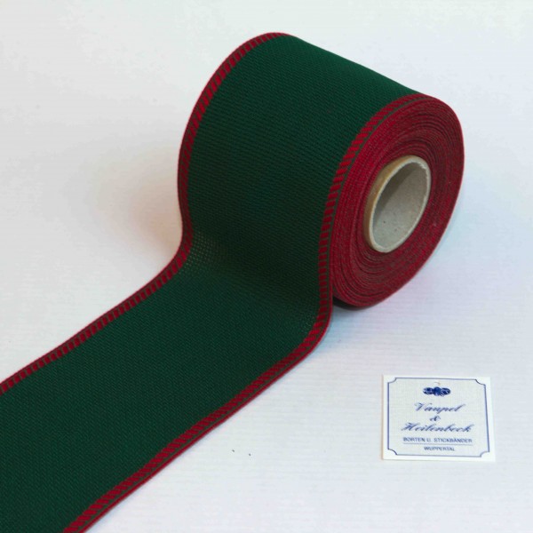 Aida-Stickband 100% BW, 80 mm, Farbe 8, grün - rot