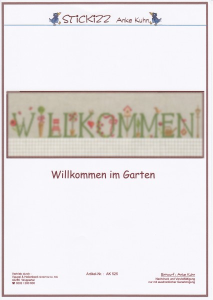 Stickizz Kreuzstich No. AK525 "Willkommen im Garten"