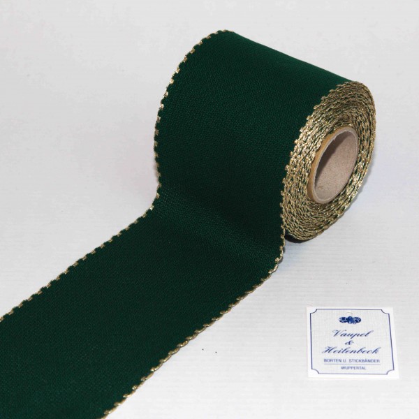 Aida-Stickband 100% BW, 80 mm, Farbe 90, grün - gold