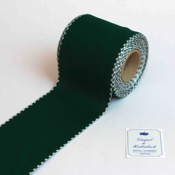 Aida-Stickband 100% BW, 80 mm, Farbe 95, grün - silber