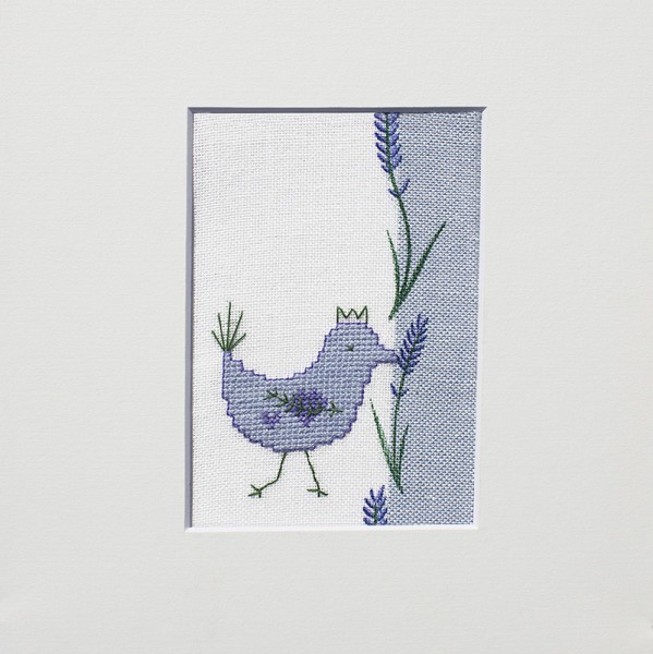 Stickpackung Blauer Vogel mit Lavendel
